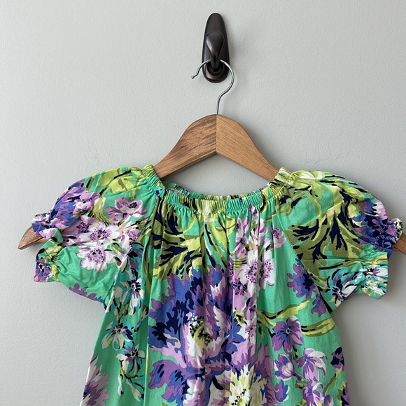 Polka Dot Tot Elastic Neck Floral dress Puff Sleeve 3T - Picture 3 of 8